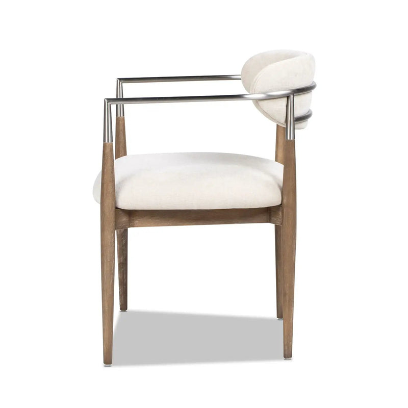 Artemis - Mixed Material Upholstered Dining Arm Chair - Warm White by HouseOfZazla
