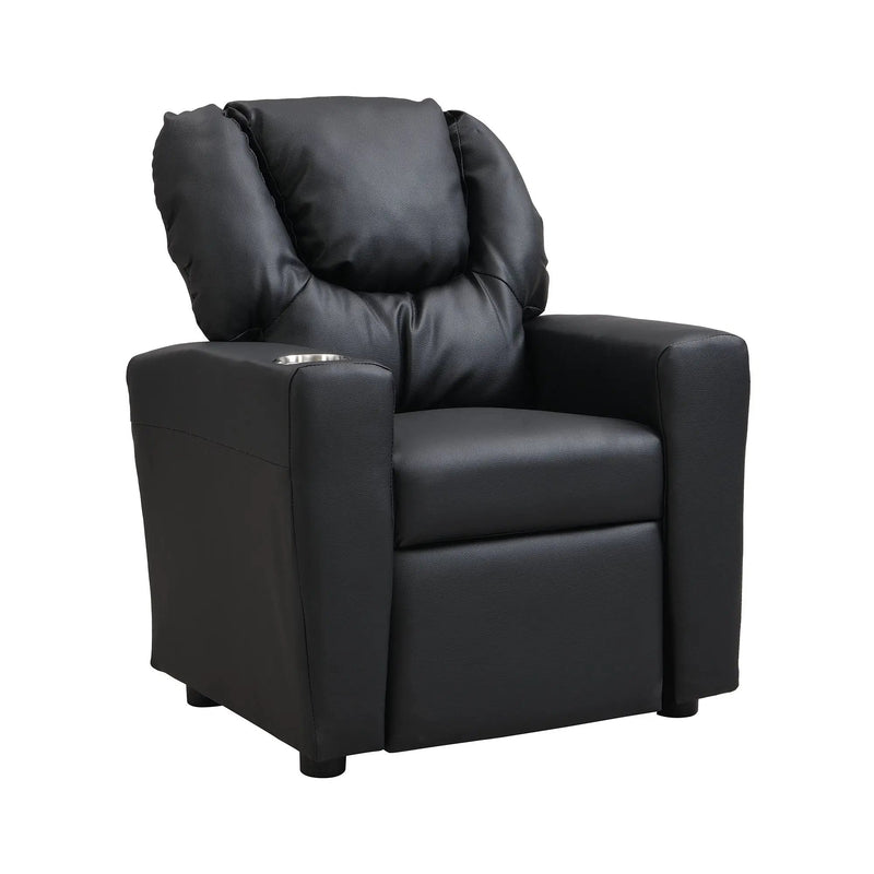 Sally Deluxe Kids Recliner Chair With Cup Holder - Black by HouseOfZazla