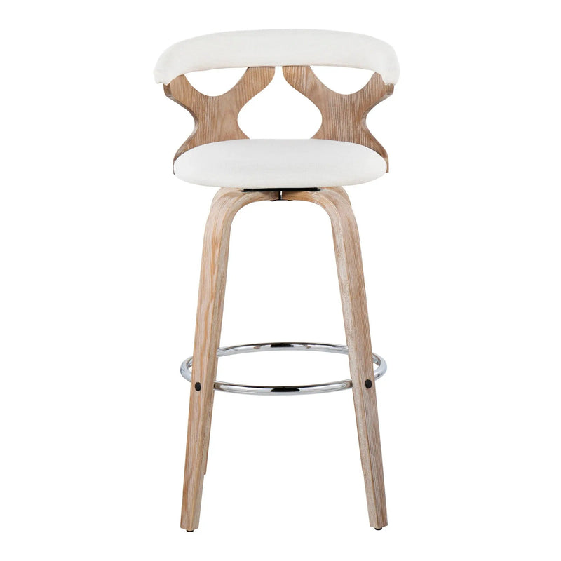 Gardenia - Contemporary Fixed Height Barstool With Swivel With Round Footrest (Set of 2) by HouseOfZazla