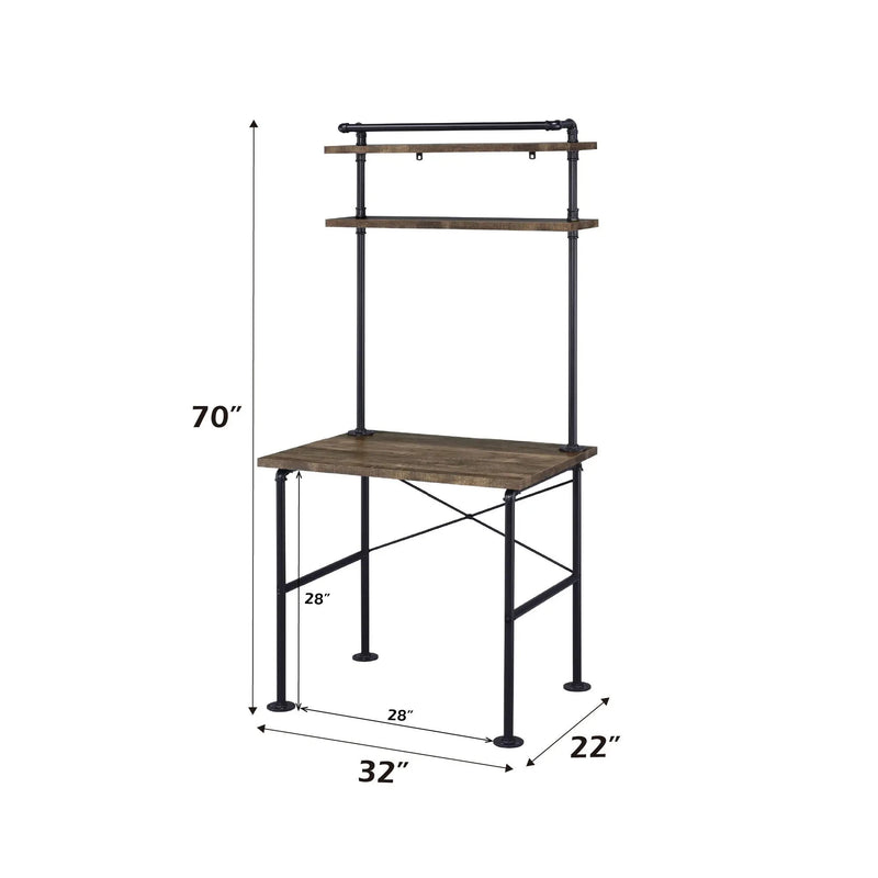 Ensata - Rustic Writing Desk - Black / Oak by Unique Piece Furniture