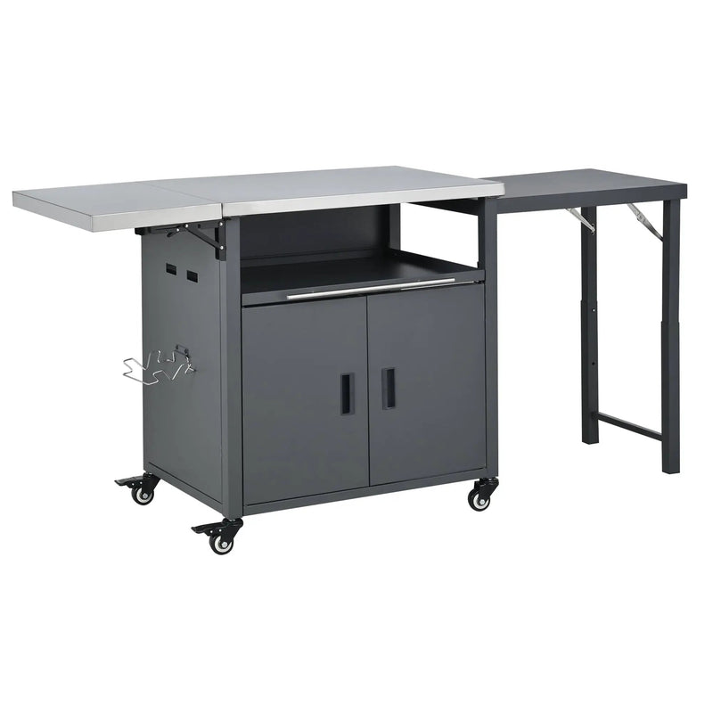 Foldable Outdoor Prep Station BBQ Cart Patio Dining Cart by HouseOfZazla
