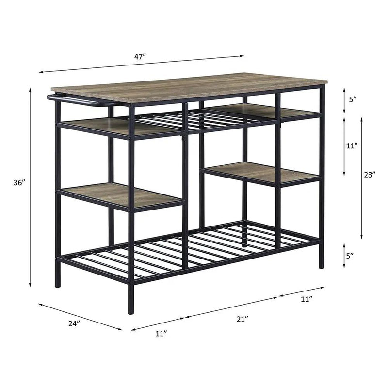 Lona - Kitchen Island - Rustic Oak & Black by Unique Piece Furniture