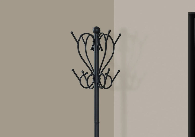 Coat Rack, Hall Tree, Free Standing, 8 Hooks, Entryway, Umbrella Holder, Transitional - Black by Unique Piece Furniture