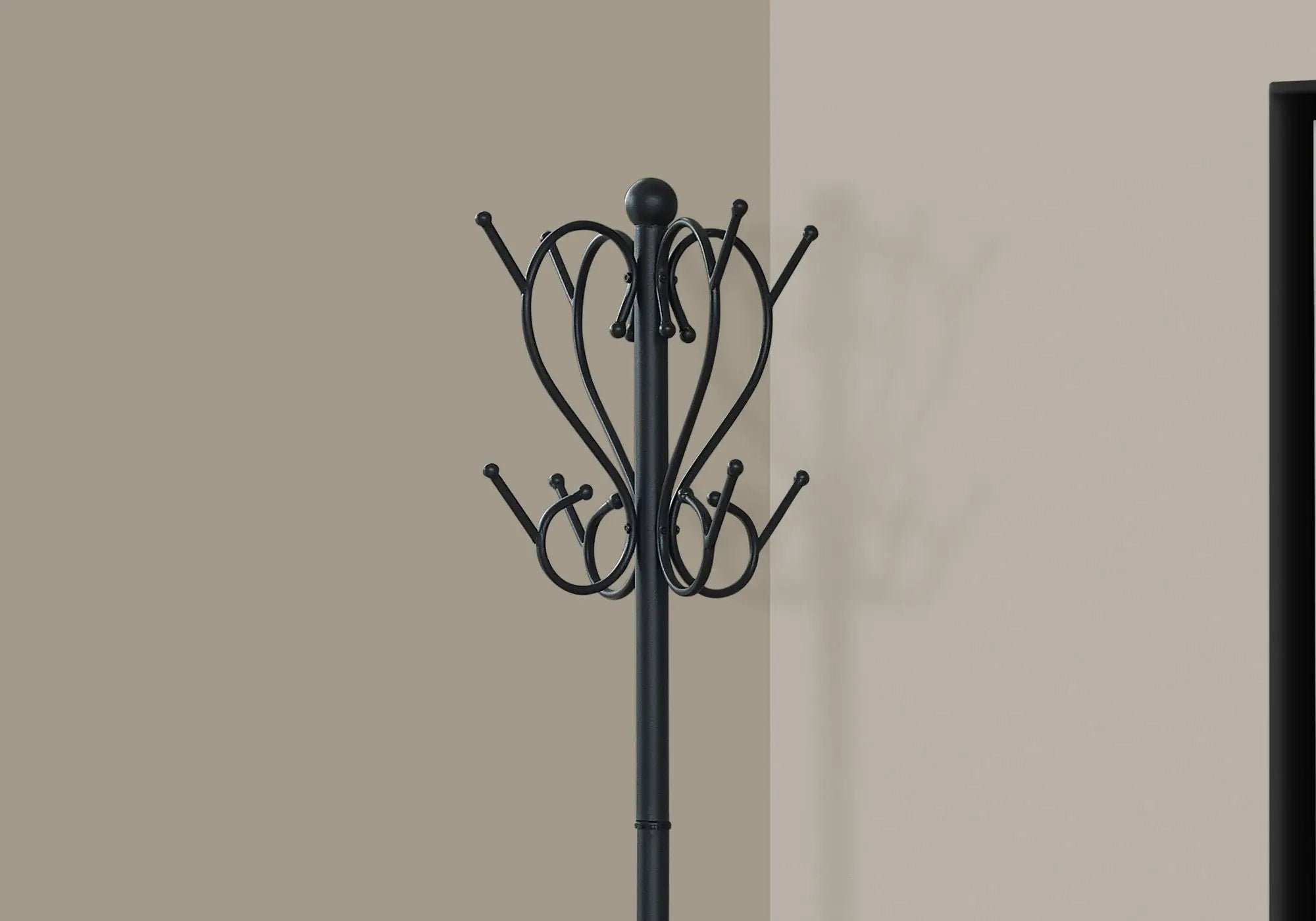 Coat Rack, Hall Tree, Free Standing, 8 Hooks, Entryway, Umbrella Holder, Transitional - Black by HouseOfZazla