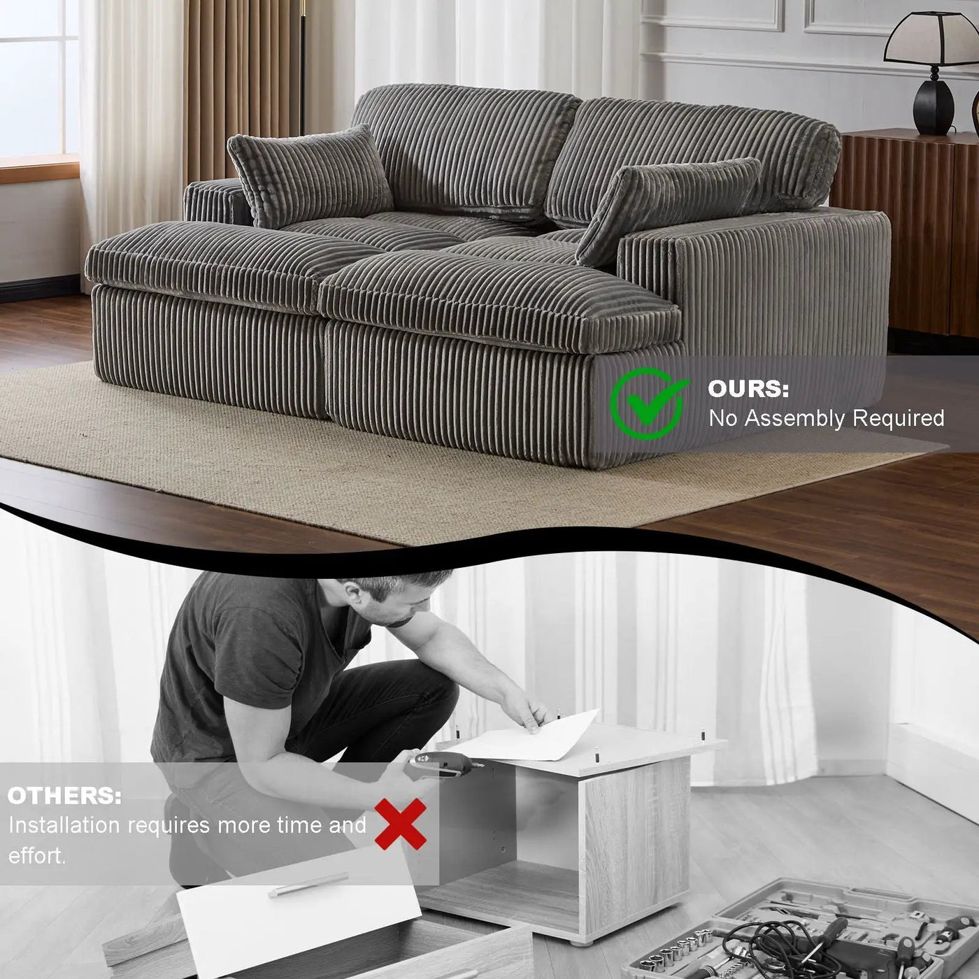 Double Chaise Lounge Chair, Oversized Upholstered Sleeper Cloud Couch by HouseOfZazla