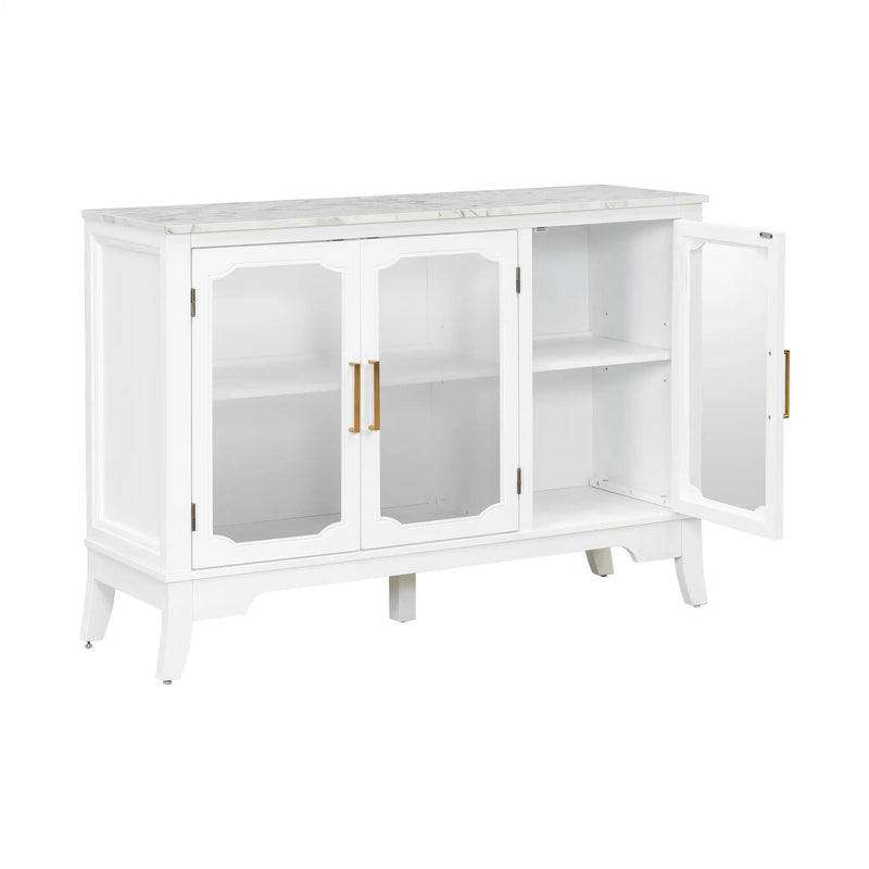 Storage Cabinet 3 Doors Stylish Style White by HouseOfZazla