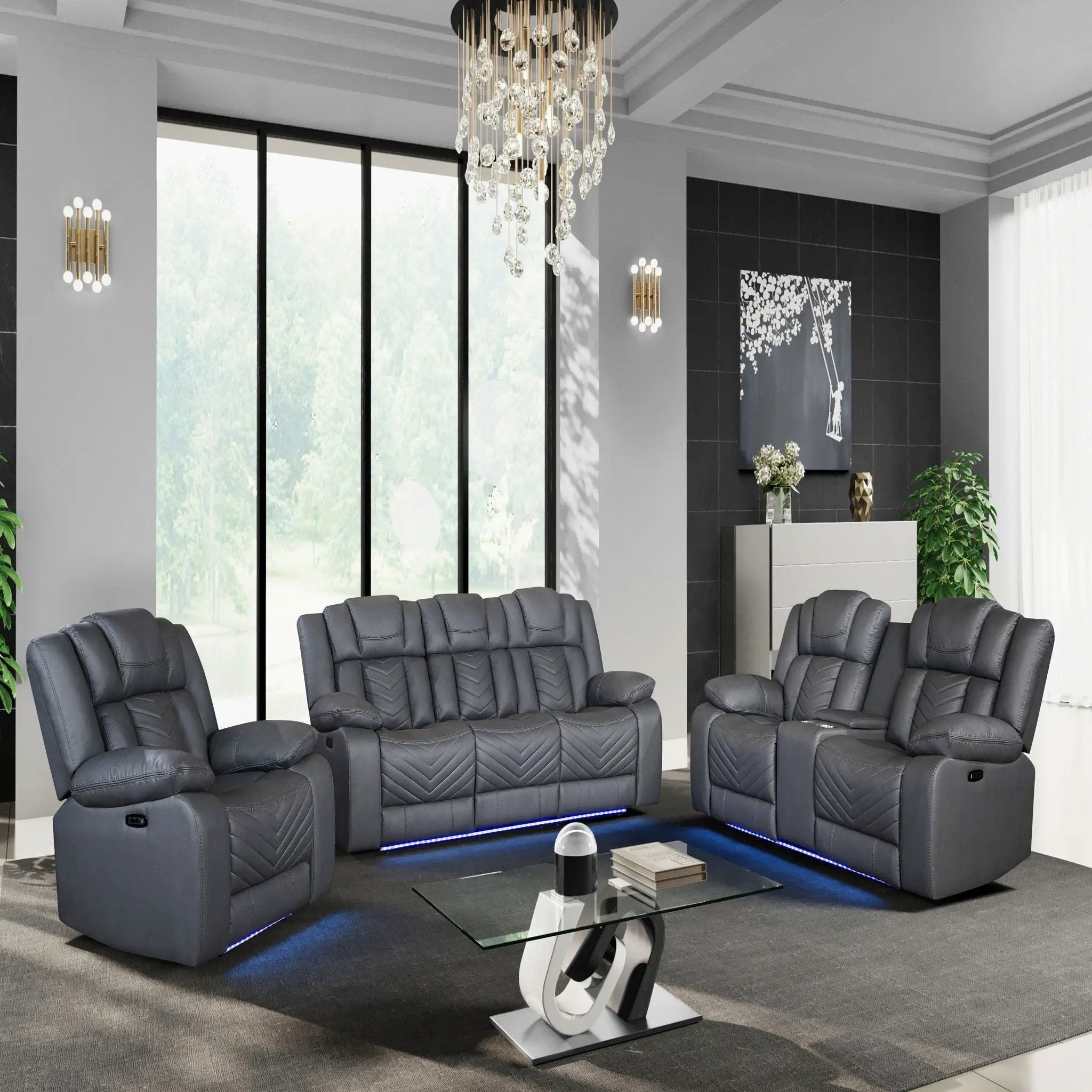 Raize - Power Recliner With LED Functionality - Gray by Unique Piece Furniture