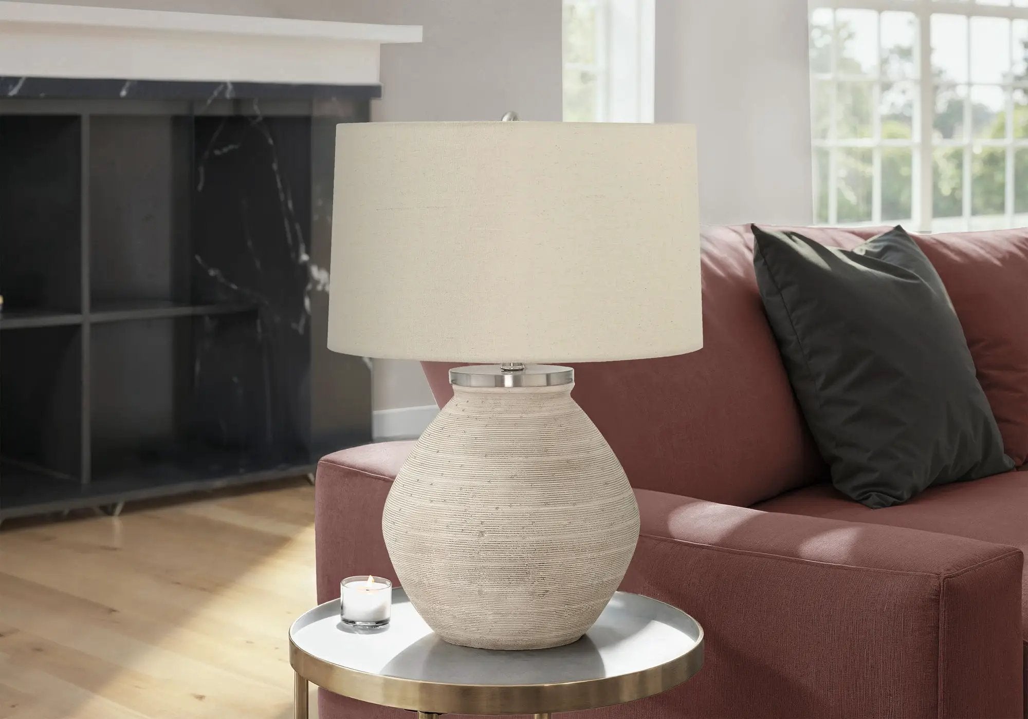 Lighting, Table Lamp, Concrete, Resin, Contemporary - Cream by Unique Piece Furniture