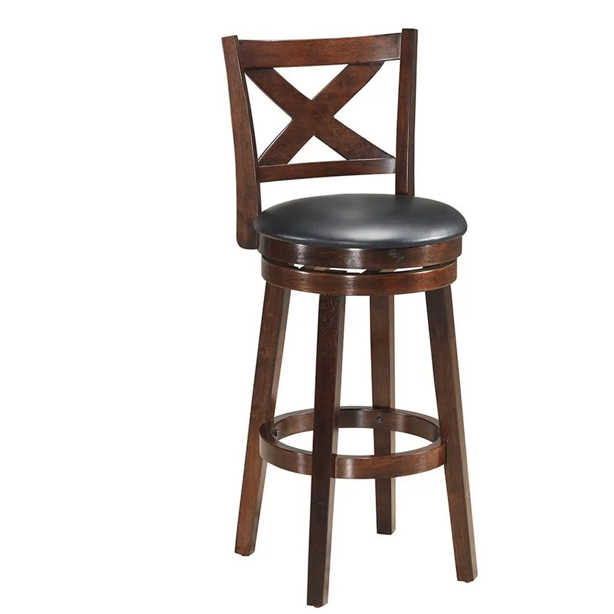 Swivel X-back Upholstered Counter Height Bar Stool with PVC Cushioned Seat by DirectDeals