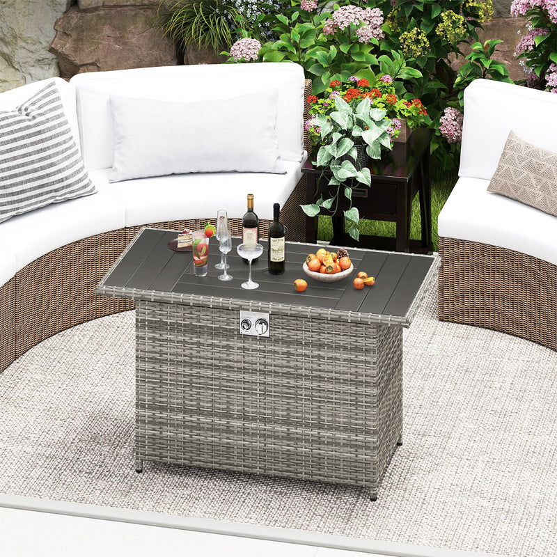 44.5 Inch Propane Fire Pit Table Rattan Gas 2-in-1 with Stainless Steel Burner by DirectDeals