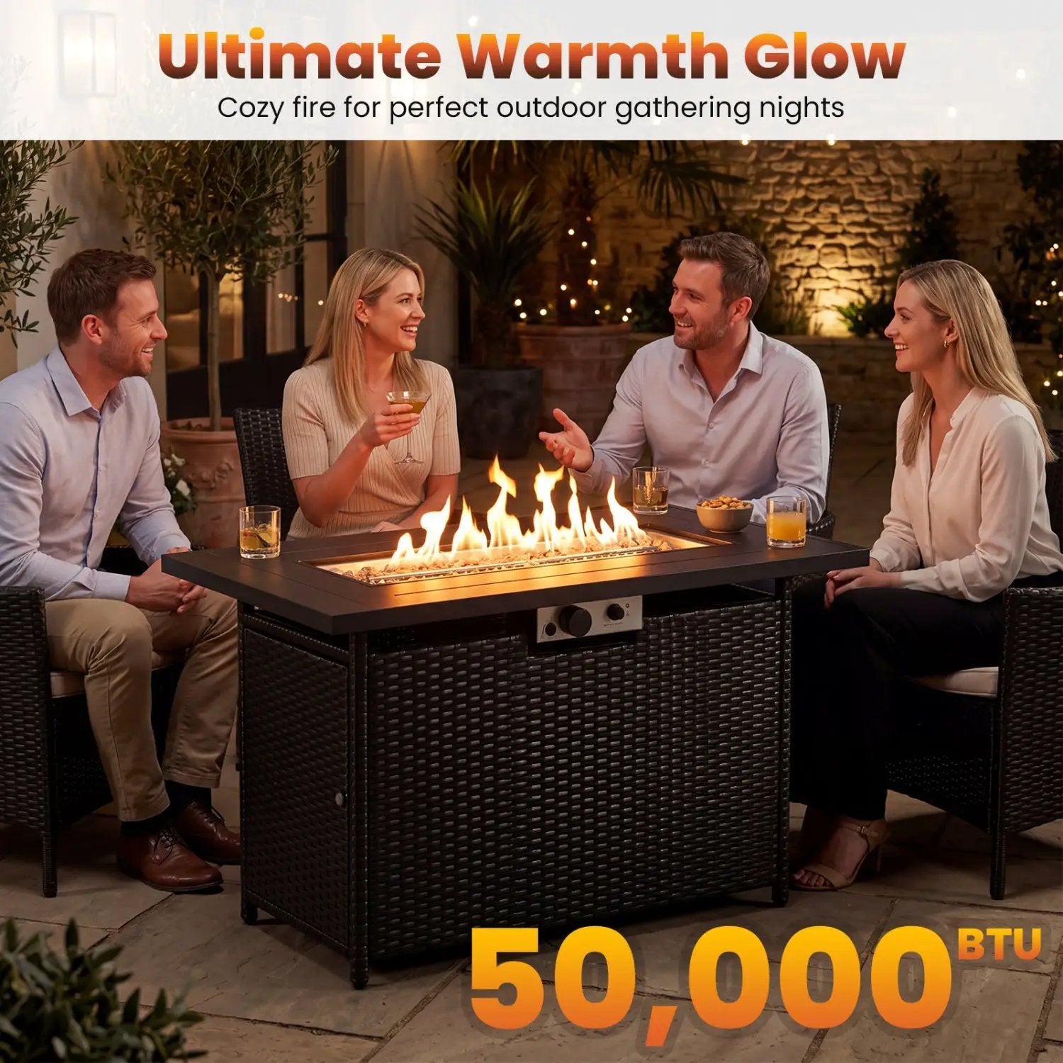 44.5" Propane Fire Pit Table with 50,000 BTU Burner by DirectDeals