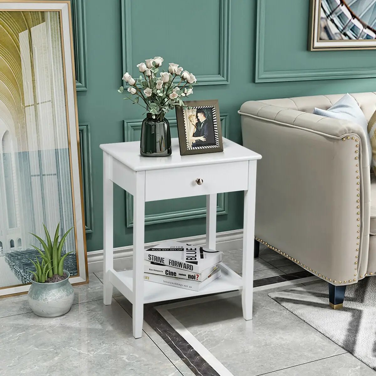 Wooden Nightstand End Table Storage Display, photo 13 of 16