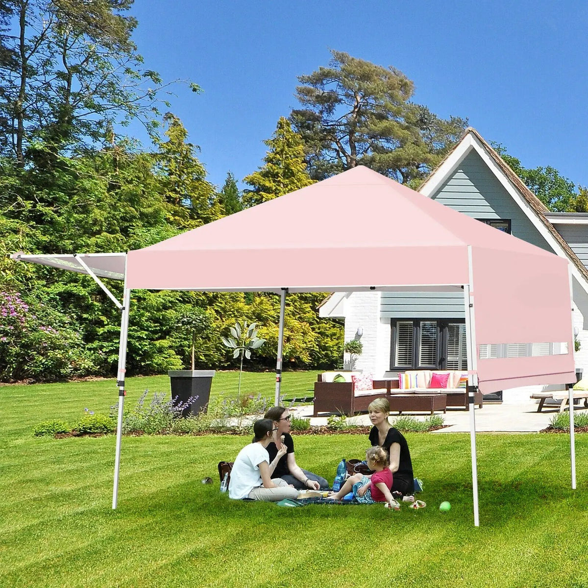17 Feet x 10 Feet Foldable Pop Up Canopy with Adjustable Instant Sun Shelter, photo 4 of 32