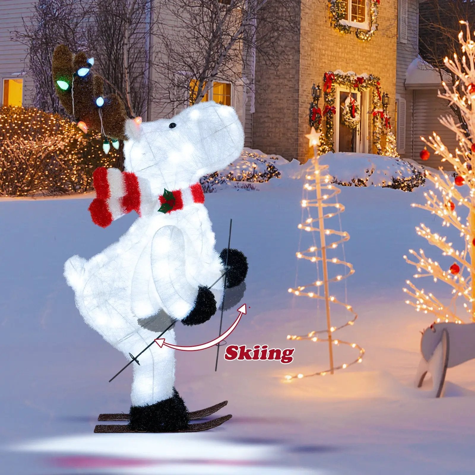 44" Animated Christmas Reindeer Pre-lit Skiing Deer Decoration by DirectDeals