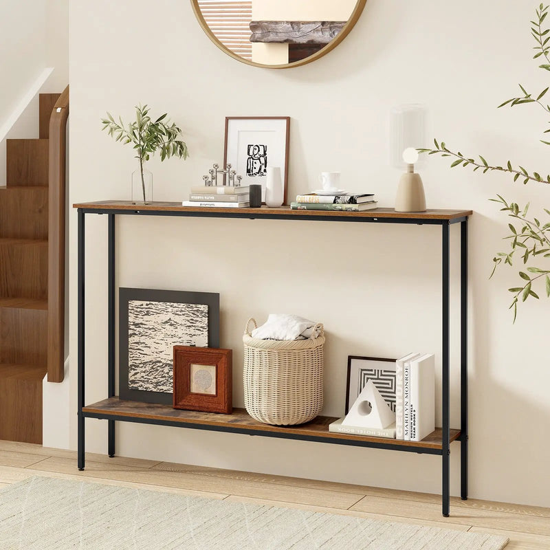 44 Inch Console Table with Shelf with Dual Anti-Tipping Kits by DirectDeals
