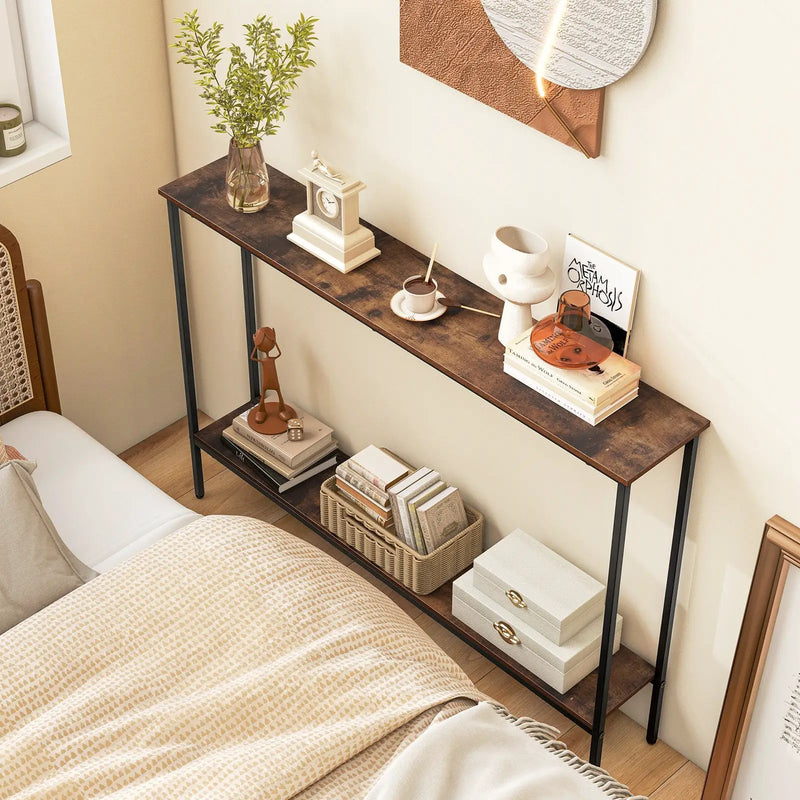 44 Inch Console Table with Shelf with Dual Anti-Tipping Kits by DirectDeals