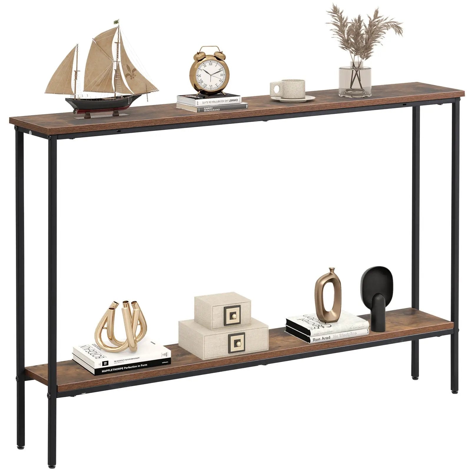 44 Inch Console Table with Shelf with Dual Anti-Tipping Kits by DirectDeals