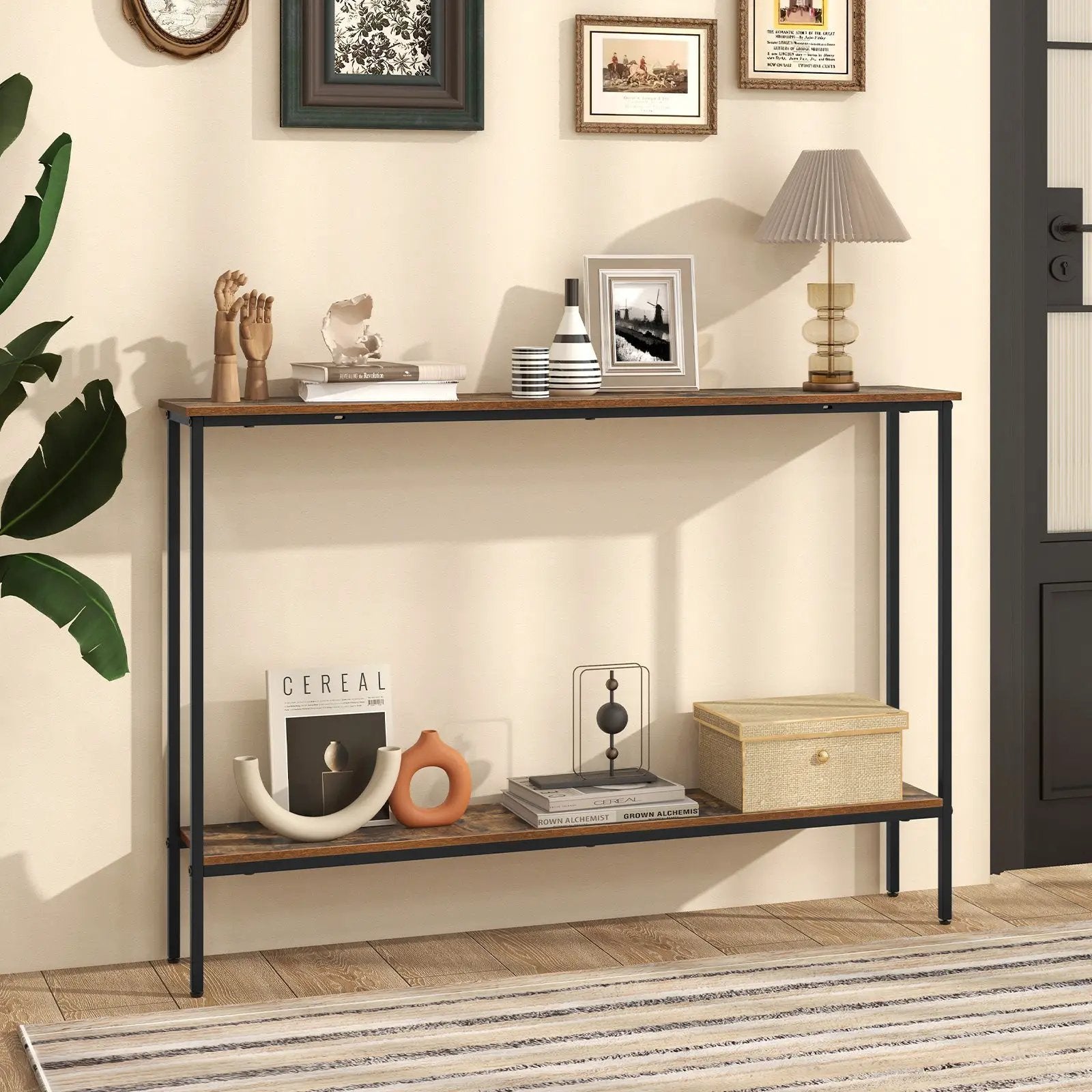 44 Inch Console Table with Shelf with Dual Anti-Tipping Kits by DirectDeals