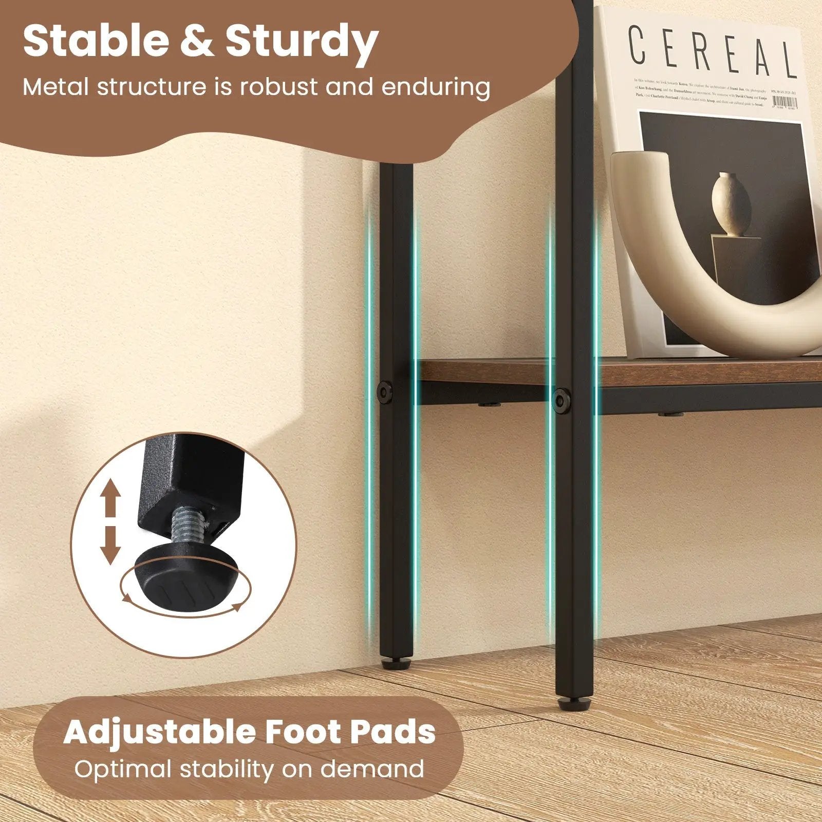 44 Inch Console Table with Shelf with Dual Anti-Tipping Kits by DirectDeals