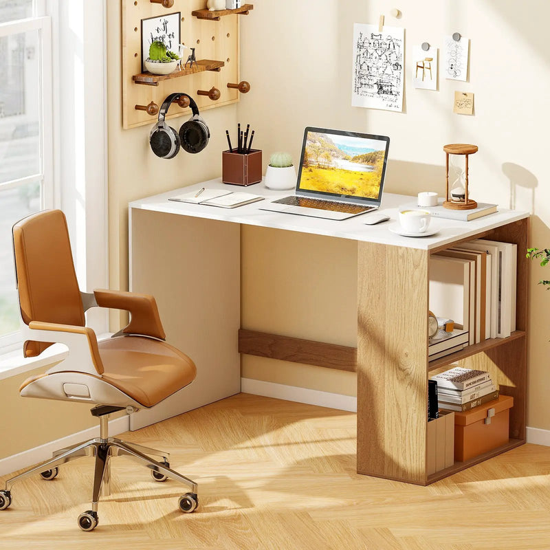 44 Inch Wooden Computer Desk with Bookshelf for Small Space by DirectDeals