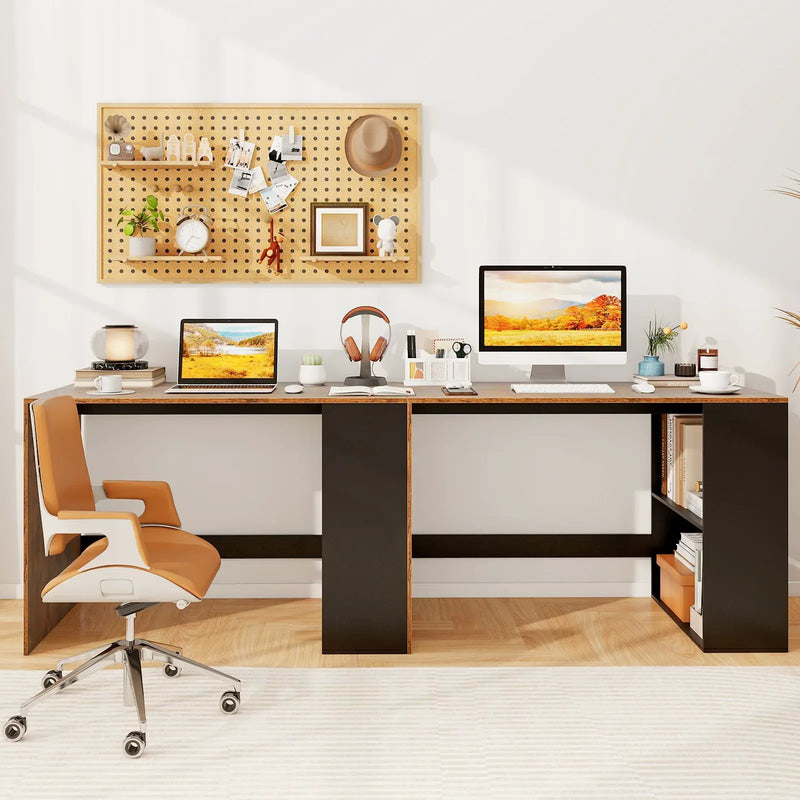 44 Inch Wooden Computer Desk with Bookshelf for Small Space by DirectDeals