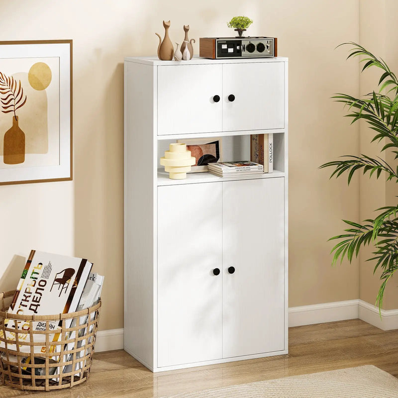 44 Inches Tall Bookshelf with Doors and Adjustable Shelf by DirectDeals