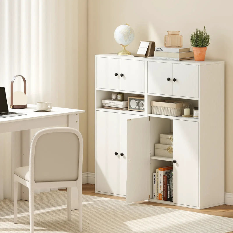 44 Inches Tall Bookshelf with Doors and Adjustable Shelf by DirectDeals