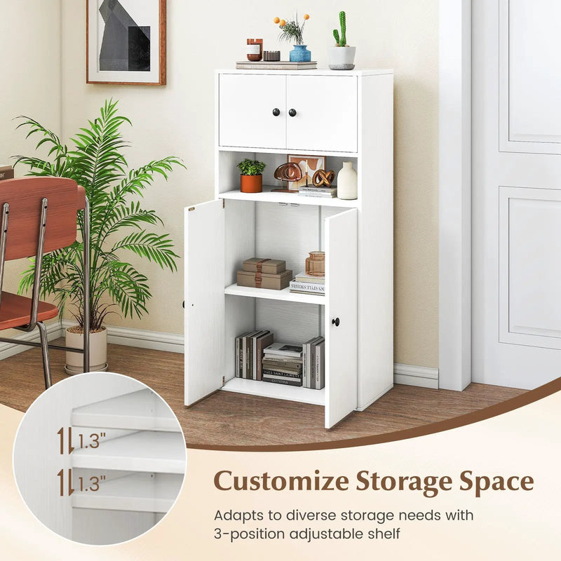 44 Inches Tall Bookshelf with Doors and Adjustable Shelf by DirectDeals