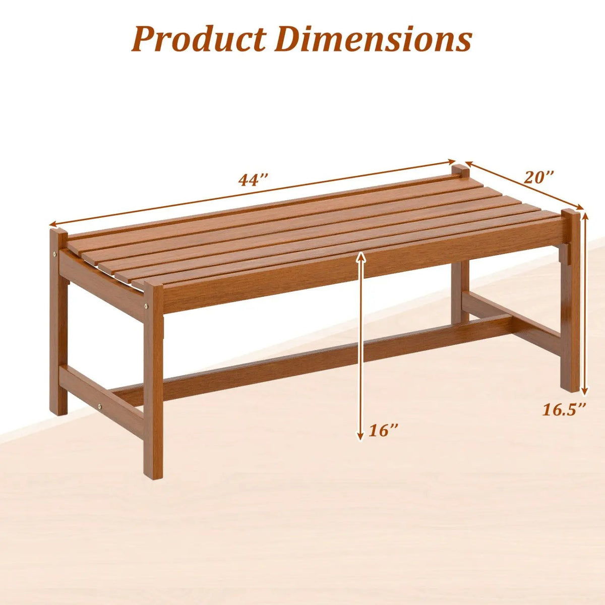 44" Patio Wood Bench Set of, photo 11 of 16