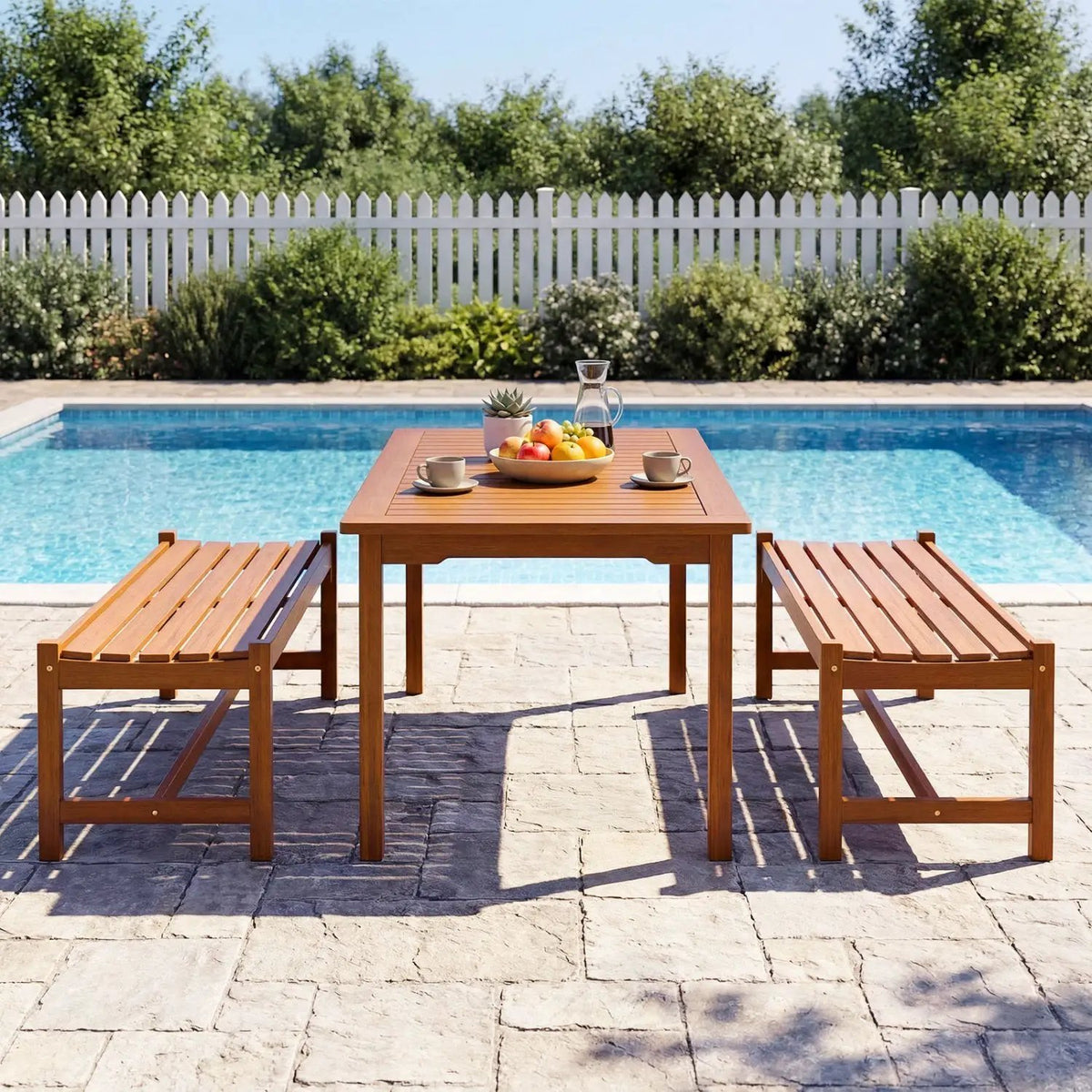 44" Patio Wood Bench Set of, photo 3 of 16