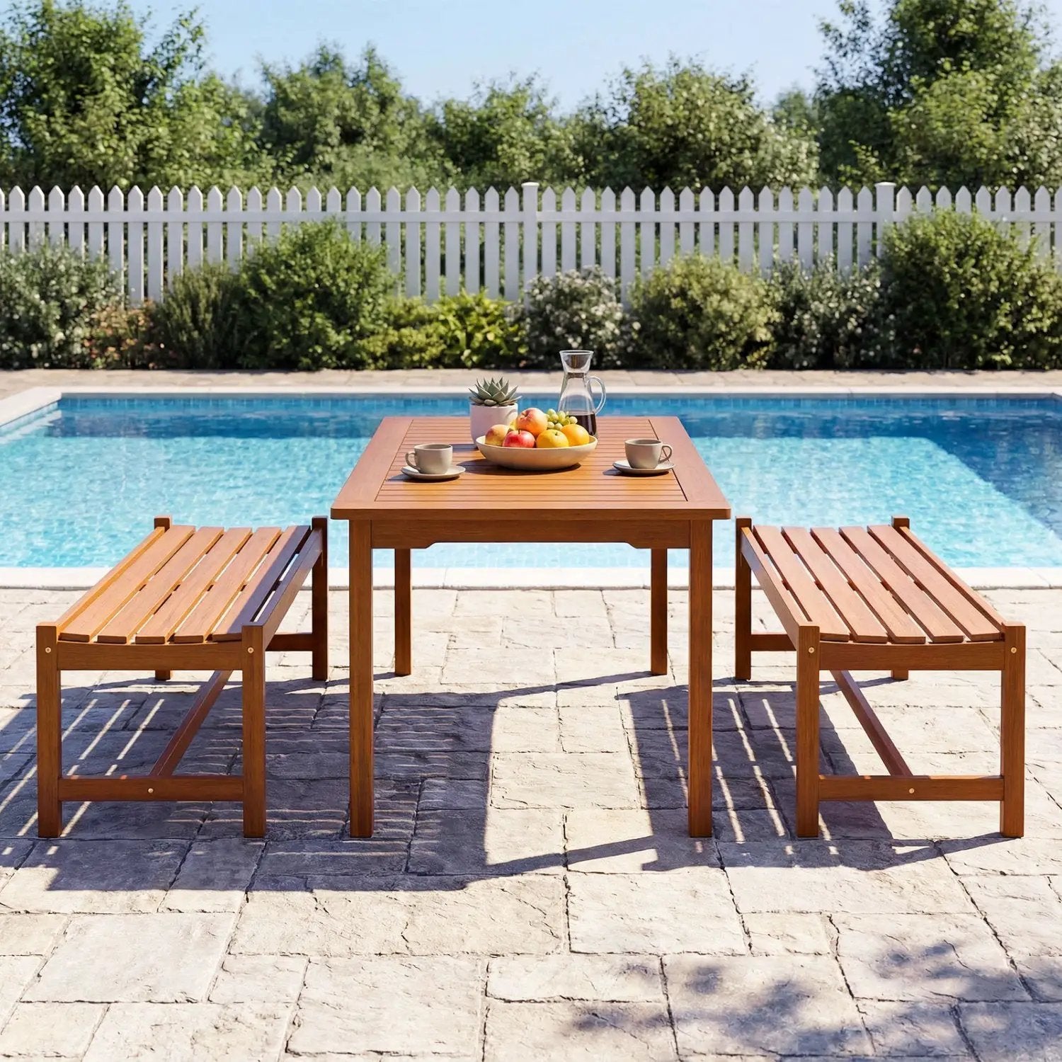 44" Patio Wood Bench Set of by DirectDeals