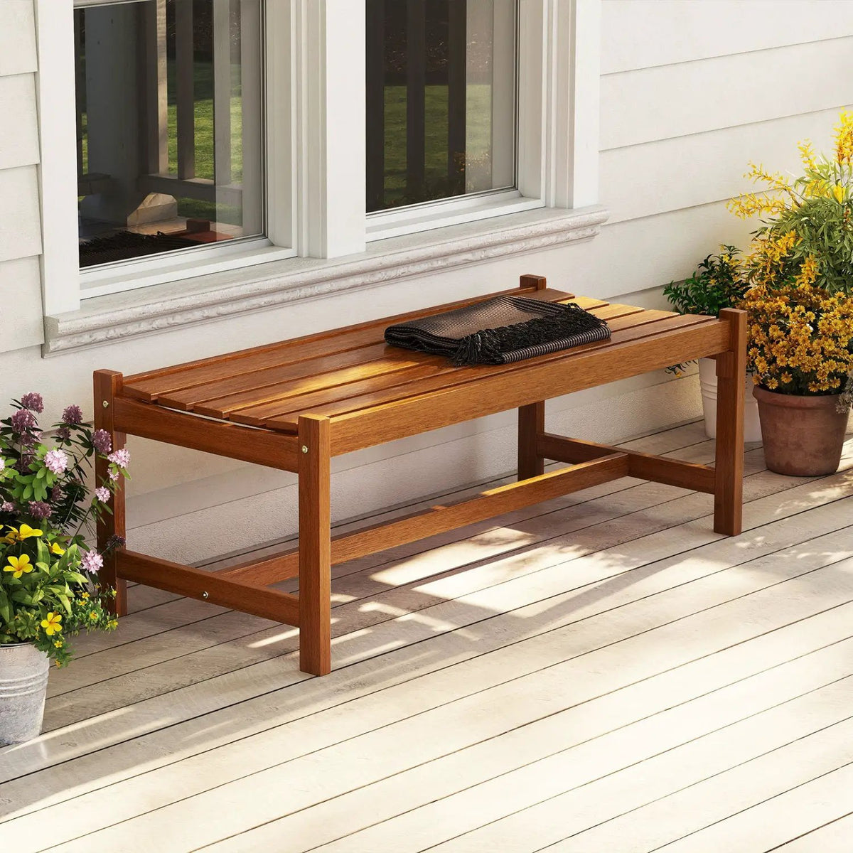 44" Patio Wood Bench Set of, photo 4 of 16