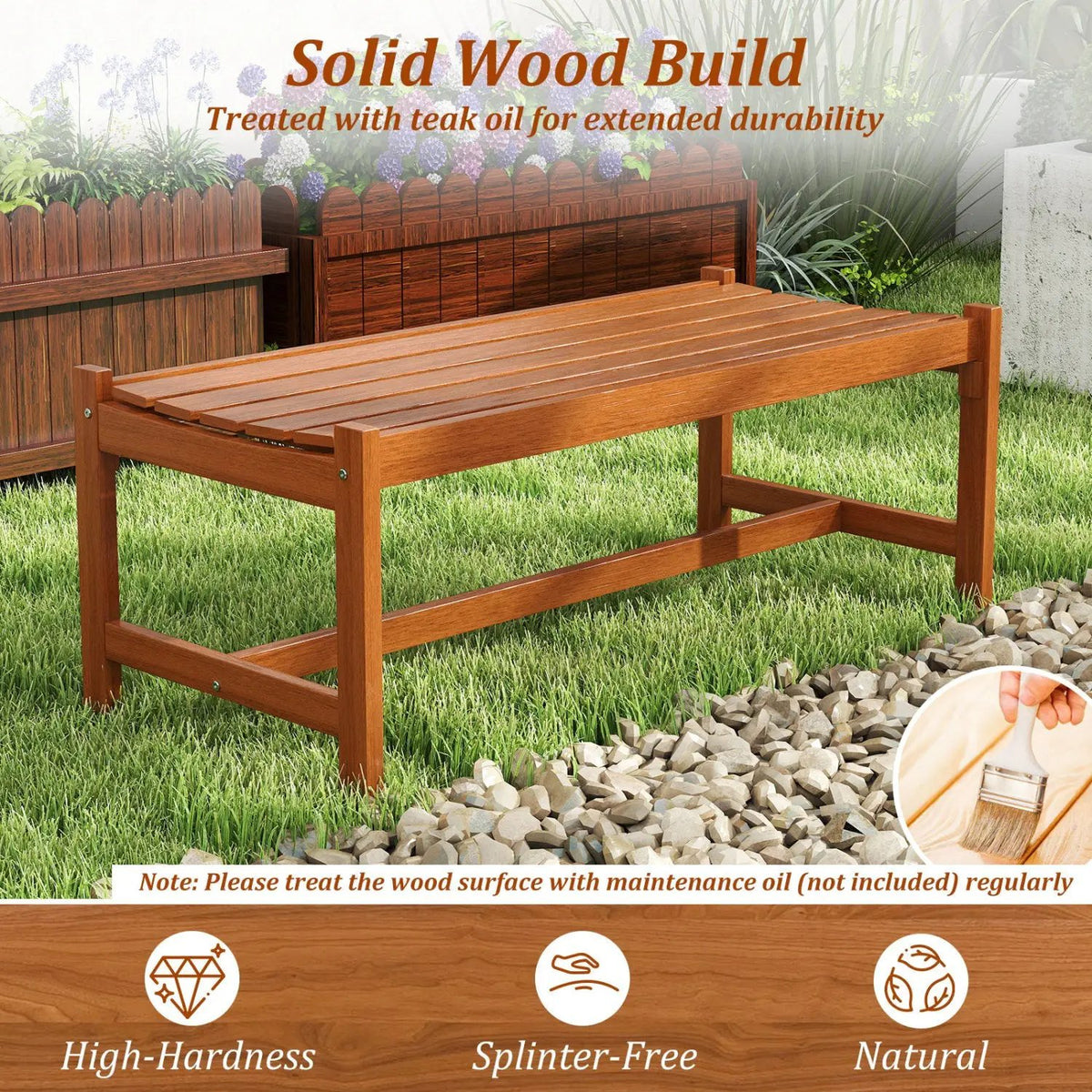 44" Patio Wood Bench Set of, photo 6 of 16