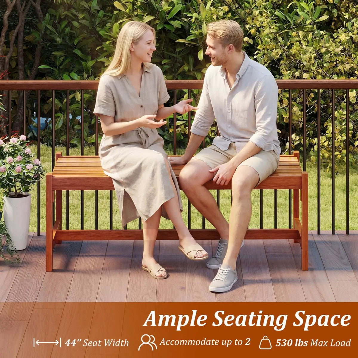 44" Patio Wood Bench Set of, photo 7 of 16