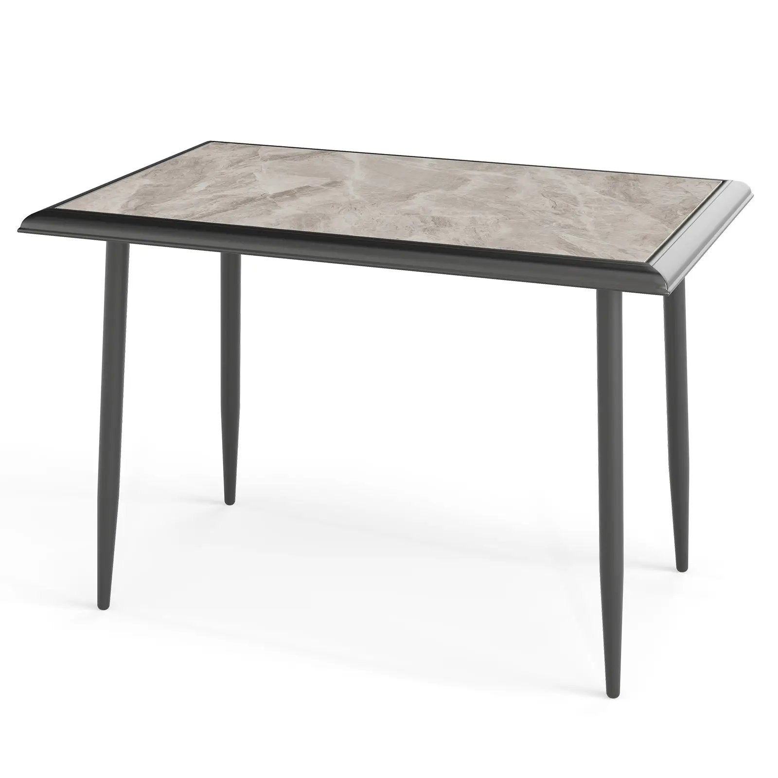 Sintered Stone Dining Table 44" Rectangular Kitchen Table with Metal Frame Indoor Modern Breakfast Table for Living Room Dining Room-Golden by DirectDeals
