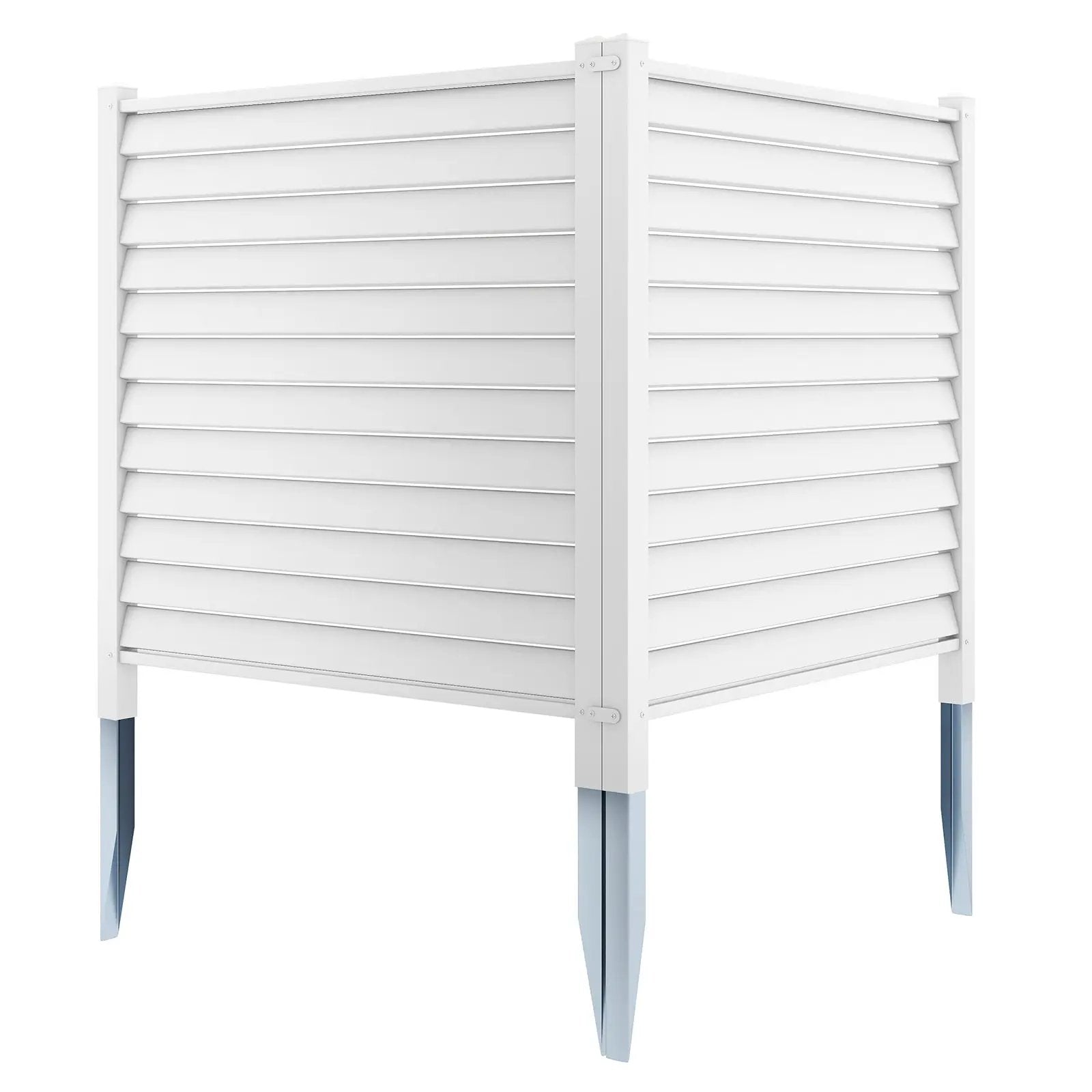 44 x 45 Inch Vinyl Picket Fence Panels with Metal Ground Stakes-White by DirectDeals