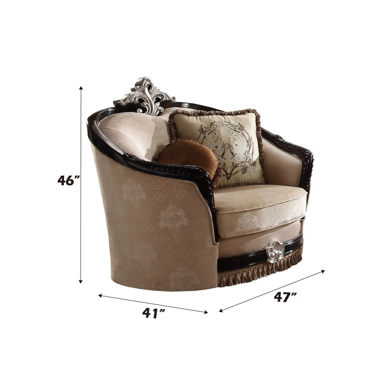 Ernestine - Chair With 2 Pillows - Tan Fabric & Black by Unique Piece Furniture