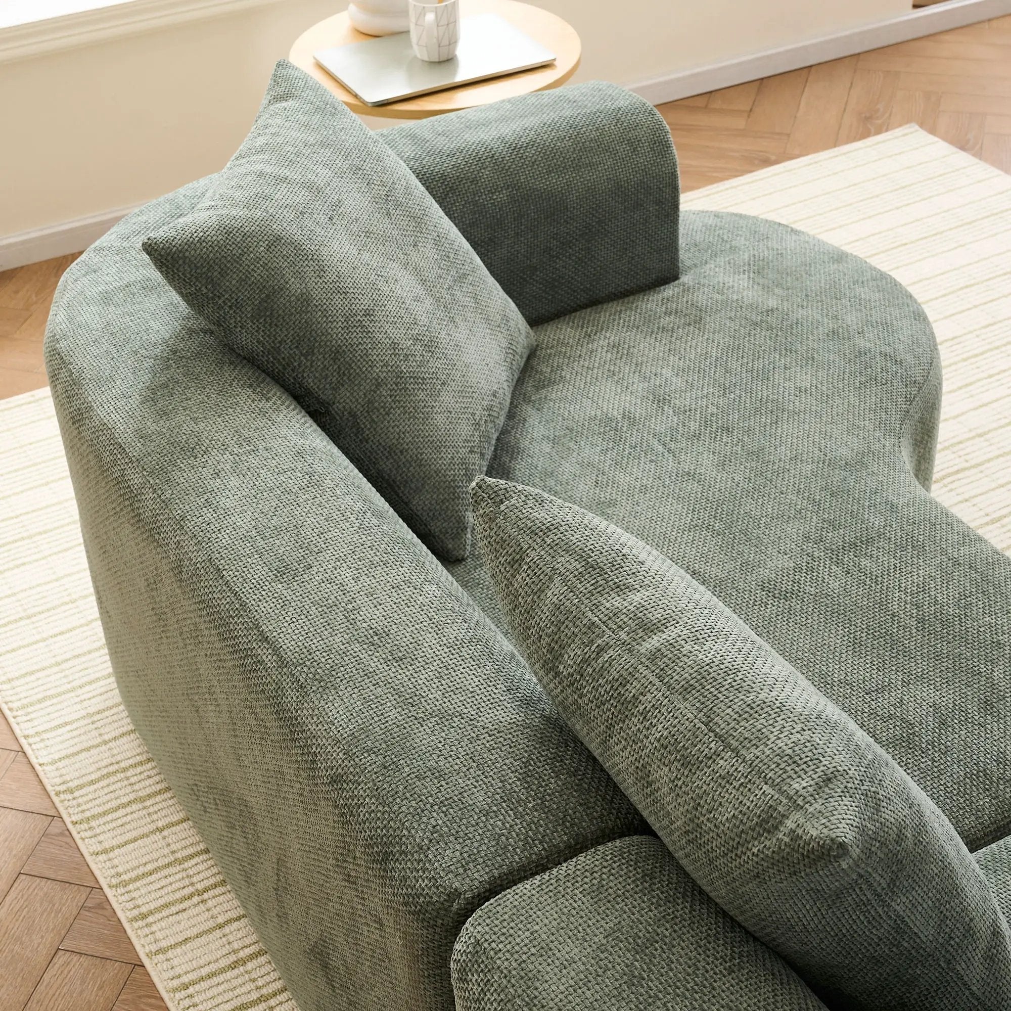 Modern Style Ultra Smooth Curved Sofa With 3 Pillows by HouseOfZazla