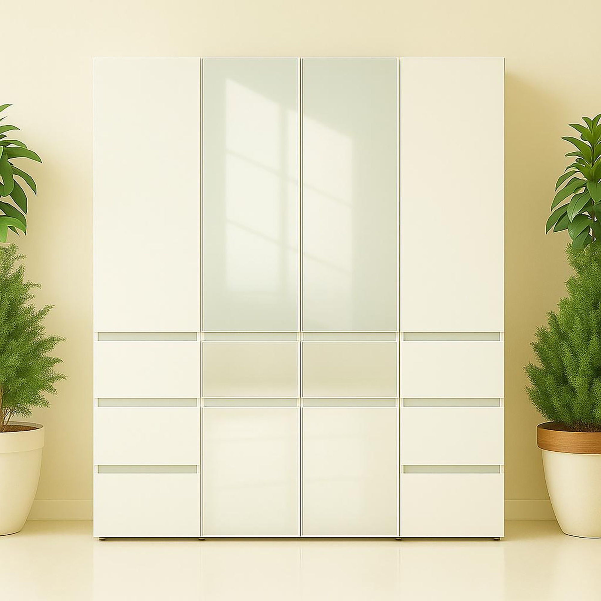 Elise - Modular Closet System With Mirror And Customizable Storage - White by HouseOfZazla