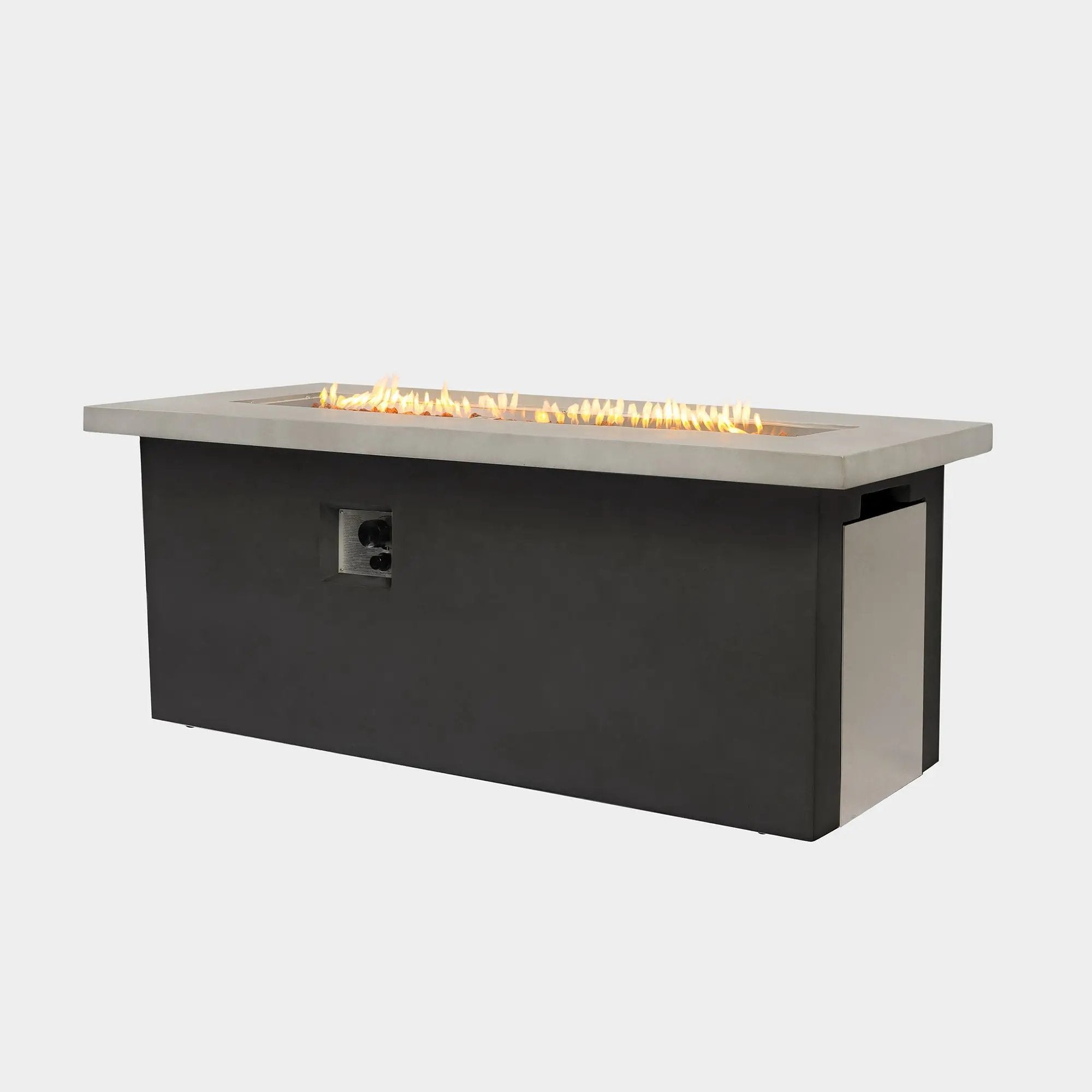 Outdoor 60-Inch Rectangular Dark Grey Concrete Fire Pit Table by HouseOfZazla