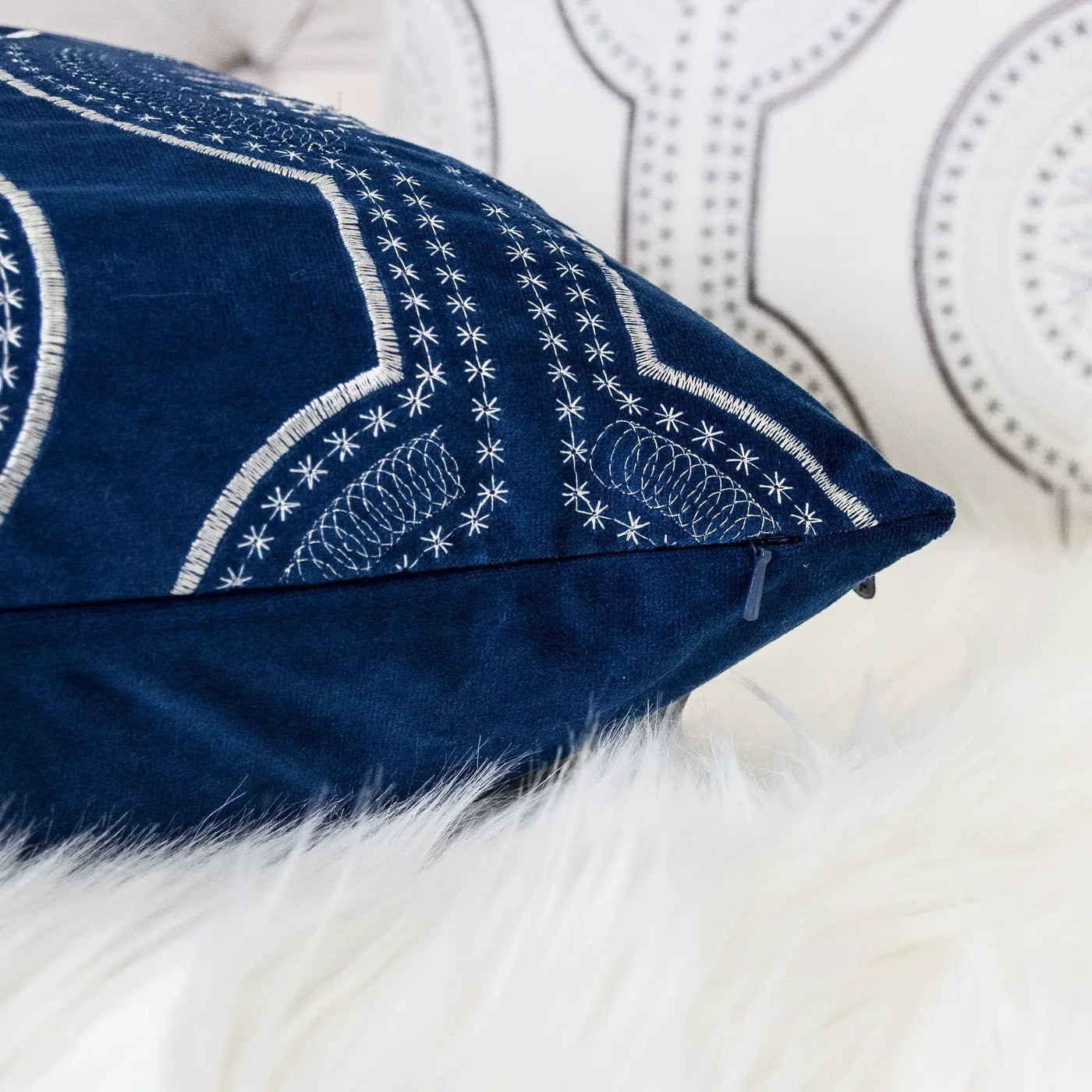 Holiday Throw Pillow With Snowflake Embroidery by HouseOfZazla