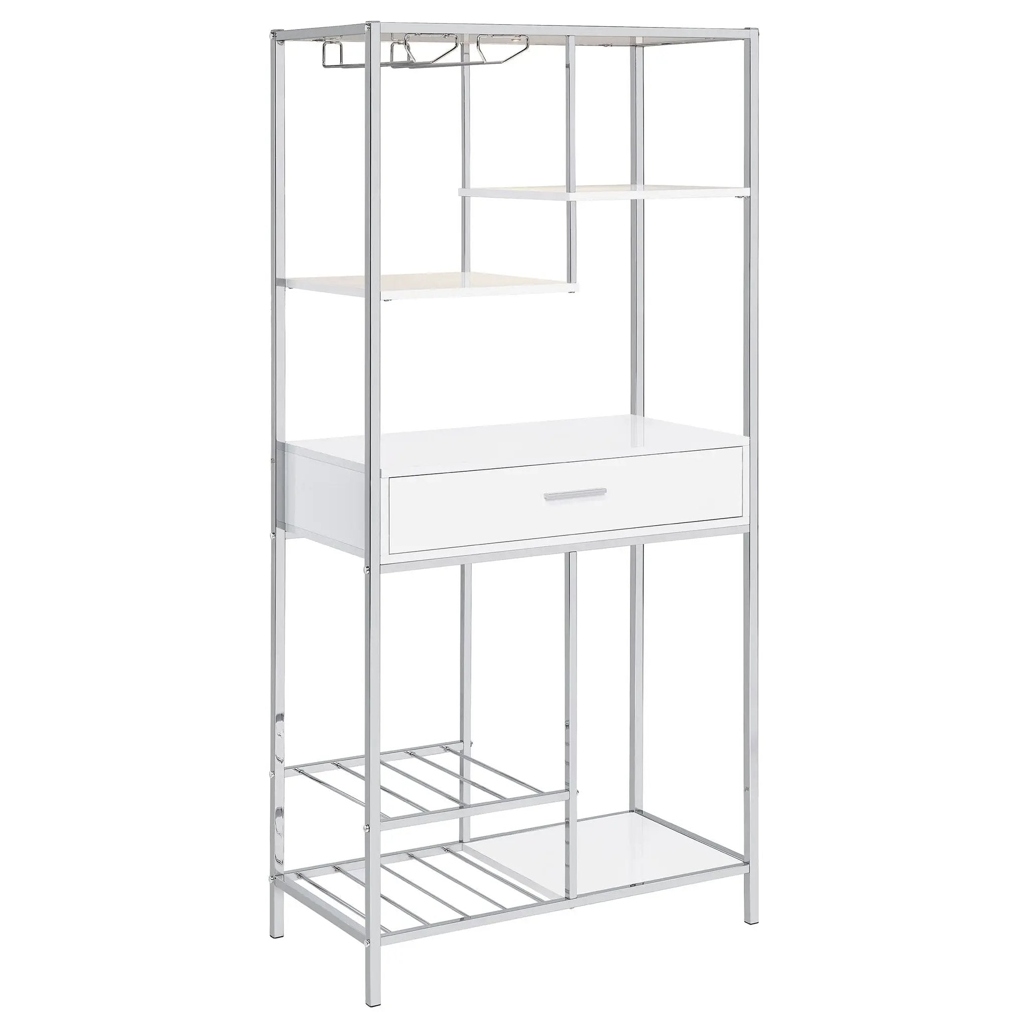 Figueroa 5-shelf LED Wine Storage Bar Cabinet White High Gloss by Unique Piece Furniture