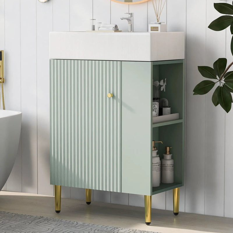 Bathroom Vanity, Combo Cabinet, Bathroom Storage Cabinet, Single Ceramic Sink by HouseOfZazla