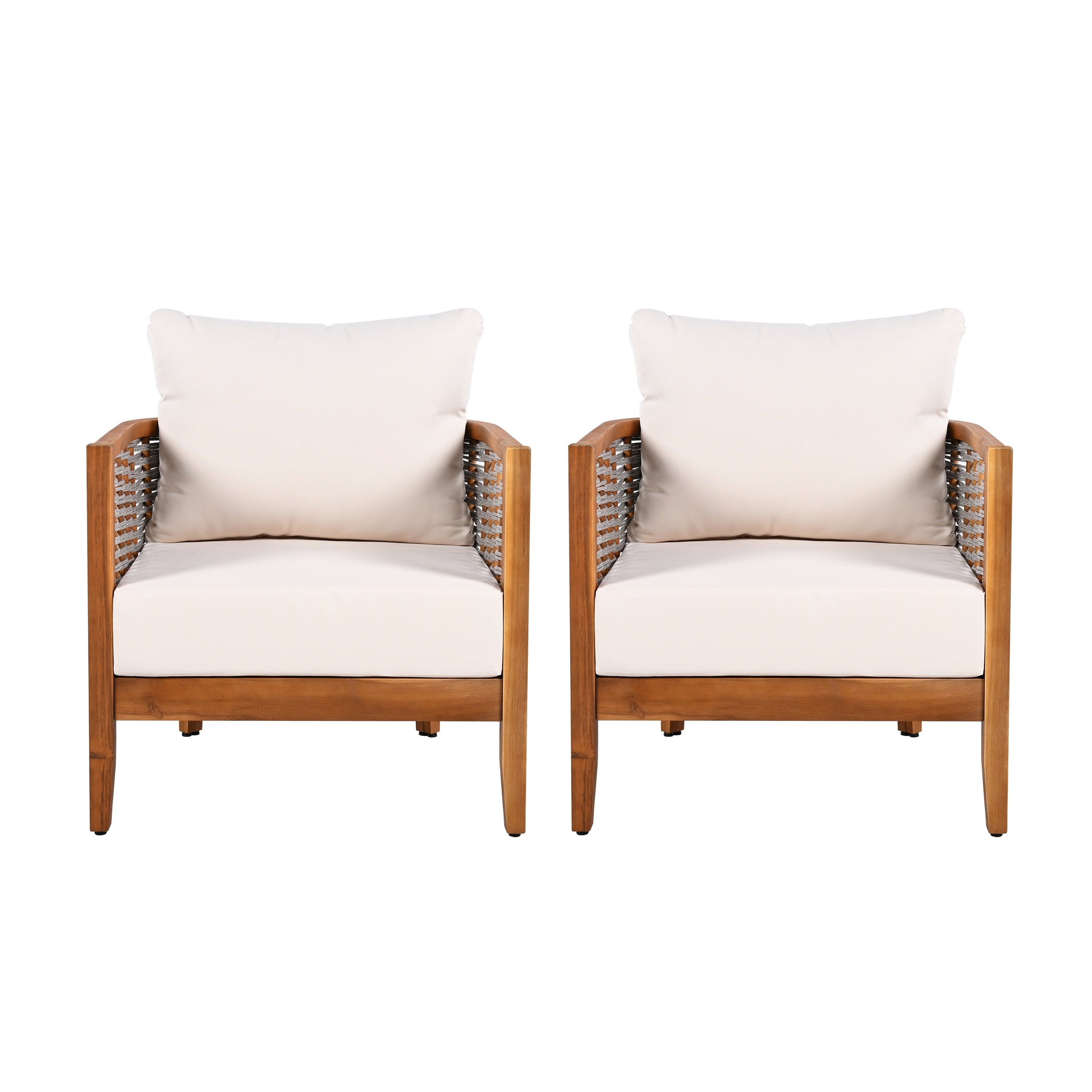 2 Pieces Outdoor Unique Tub Design Armchair with Woven Rope by HouseOfZazla