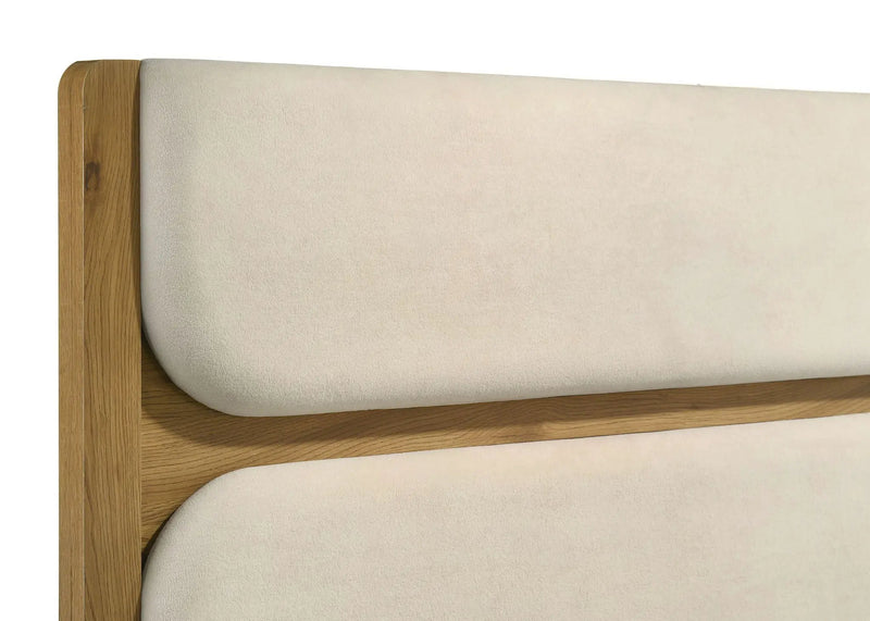 Bennett 63-inch Queen Upholstered Panel Bed Cream and Light Oak by Unique Piece Furniture