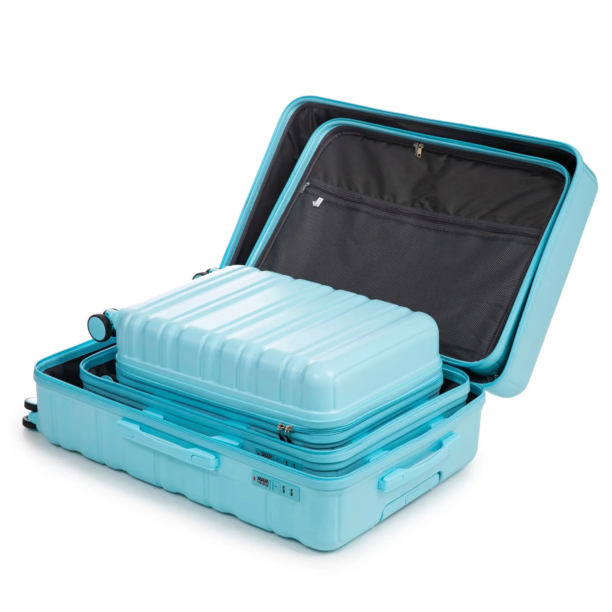 HIFINE Tourist 3-Piece ABS Spinner Wheel Luggage Set (Blue) by HouseOfZazla