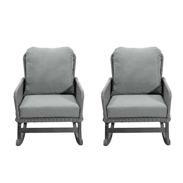 Contemporary Minimalist Wicker Rocking Chair With Soft Cushions And Durable Wooden Frame
