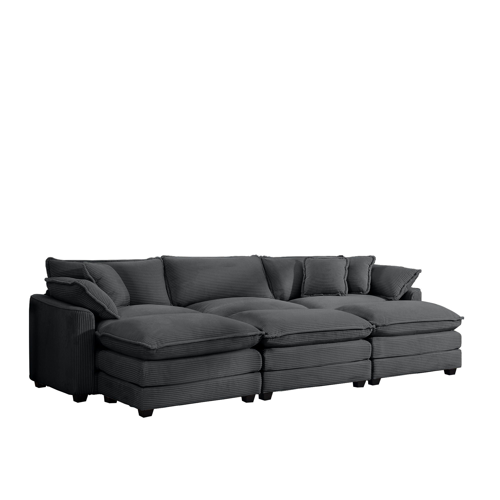Modern Oversized Modular Cushion Sofa With Ottoman, Low Back, Deep Seating Sofa Set by Unique Piece Furniture