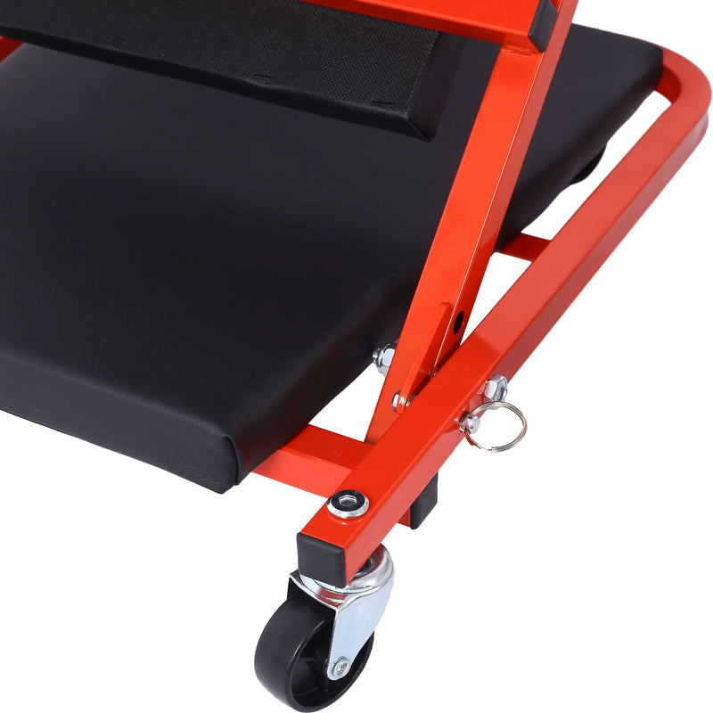 Mechanic Creeper, Z Creeper Seat 2 In 1 Low Profile With 6 Wheels Steel Vinyl - Red by HouseOfZazla