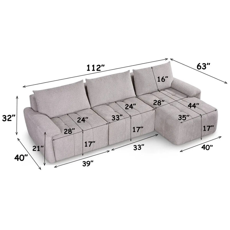 Dorcas - Sectional Sofa - Gray by Unique Piece Furniture